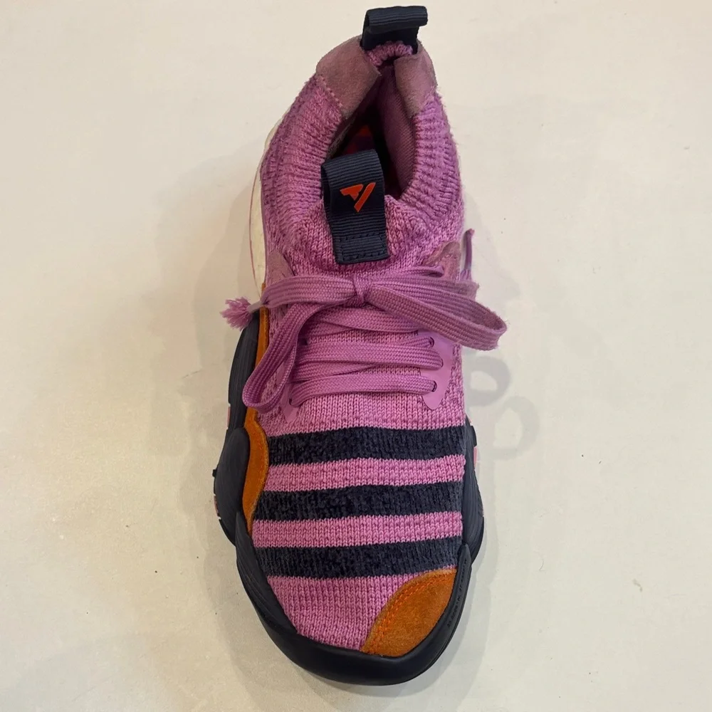 Vibrant Lilac and Black Sneakers with Orange Accents Trae 2 Basketball Sneakers